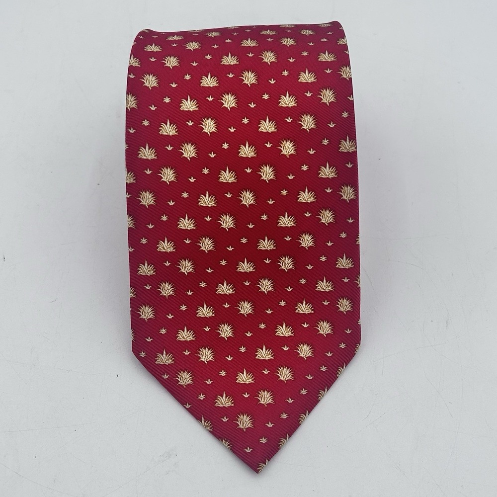 PINEDA COVALIN Mens 100% Silk Necktie‎ MEXICO Luxury MEXICANA Mezcal Agaves Red